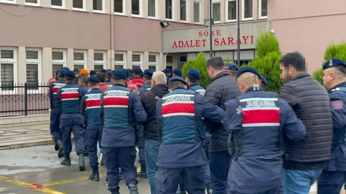 Aydın'da 'Mahzen-5' operasyonunda gözaltına alınan 18 şüpheli adliyeye sevk edildi