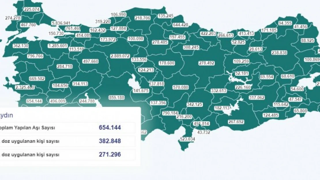Aydın nüfusunun yüzde 34'ü aşılandı