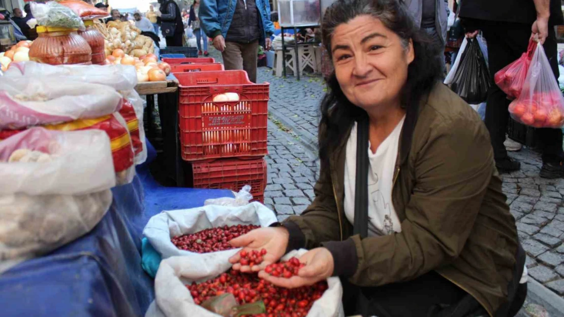 Dikenlerin arasında zahmetle toplanan kuşburnu, tezgahlarda yerini aldı