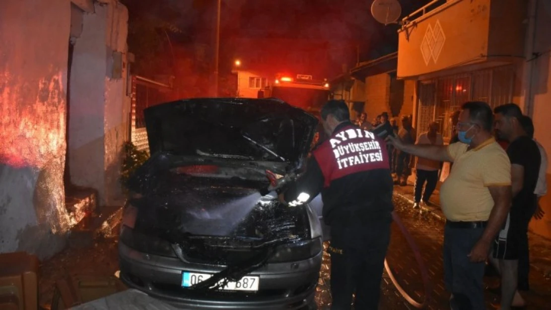 Düğün evinde korkutan otomobil yangını