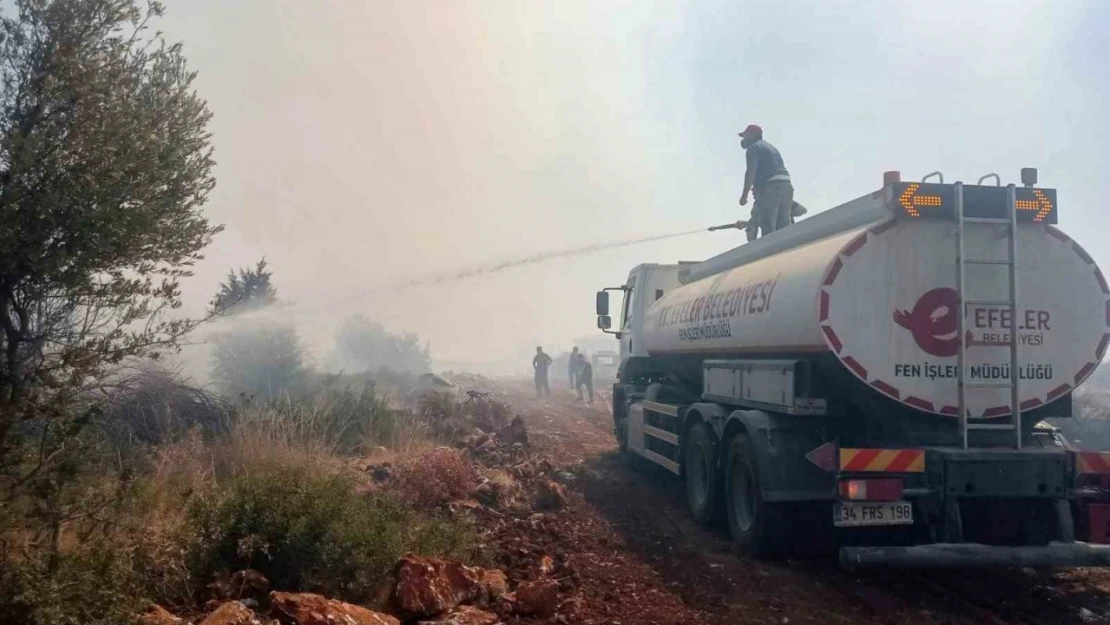 Efeler'in ekipleri yangınları söndürmek için çalışıyor