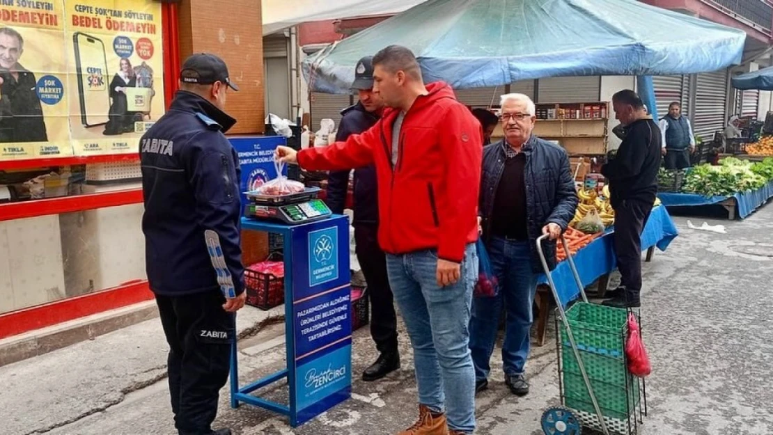 Germencik'te pazar yerlerinde tartı uygulaması başladı