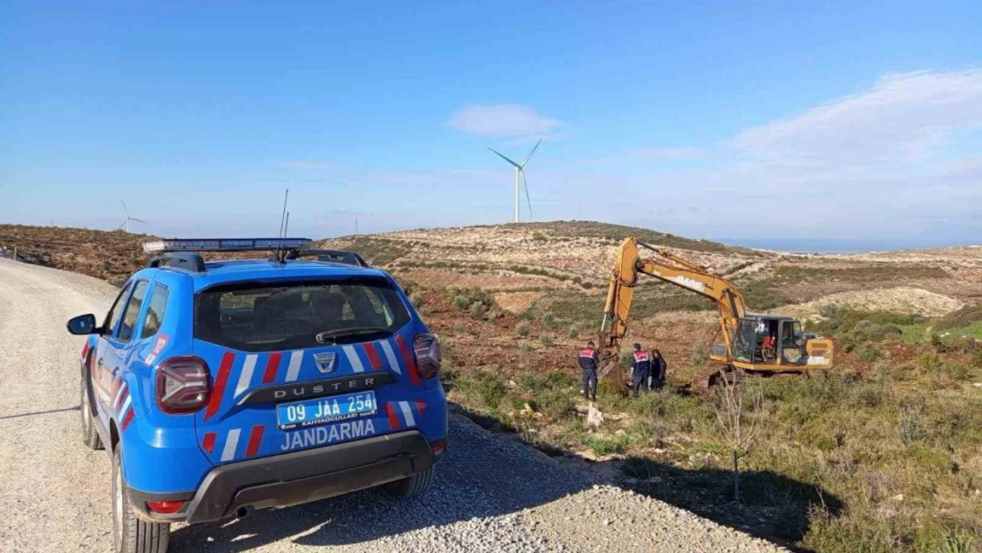 Hazine arazisindeki izinsiz kazıya jandarma baskını