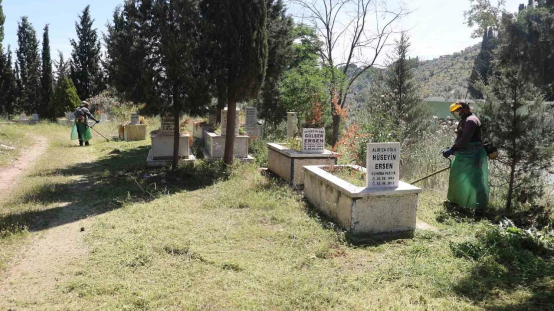 Koçarlı'da Kurban Bayramı öncesi mezarlıklarda temizlik seferberliği başladı