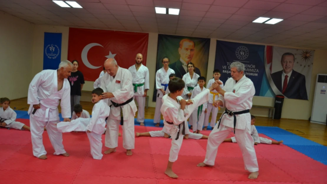 Nazillili dedeler ve torunları birlikte karate öğreniyorlar