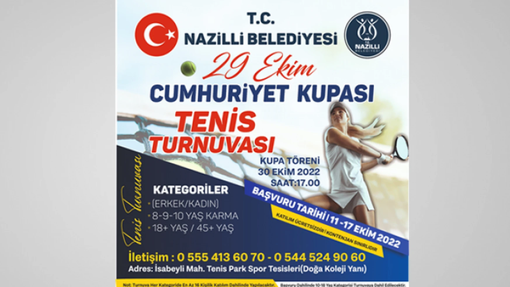 Nazilli'de 'Cumhuriyet Kupası Tenis Turnuvası' yapılacak