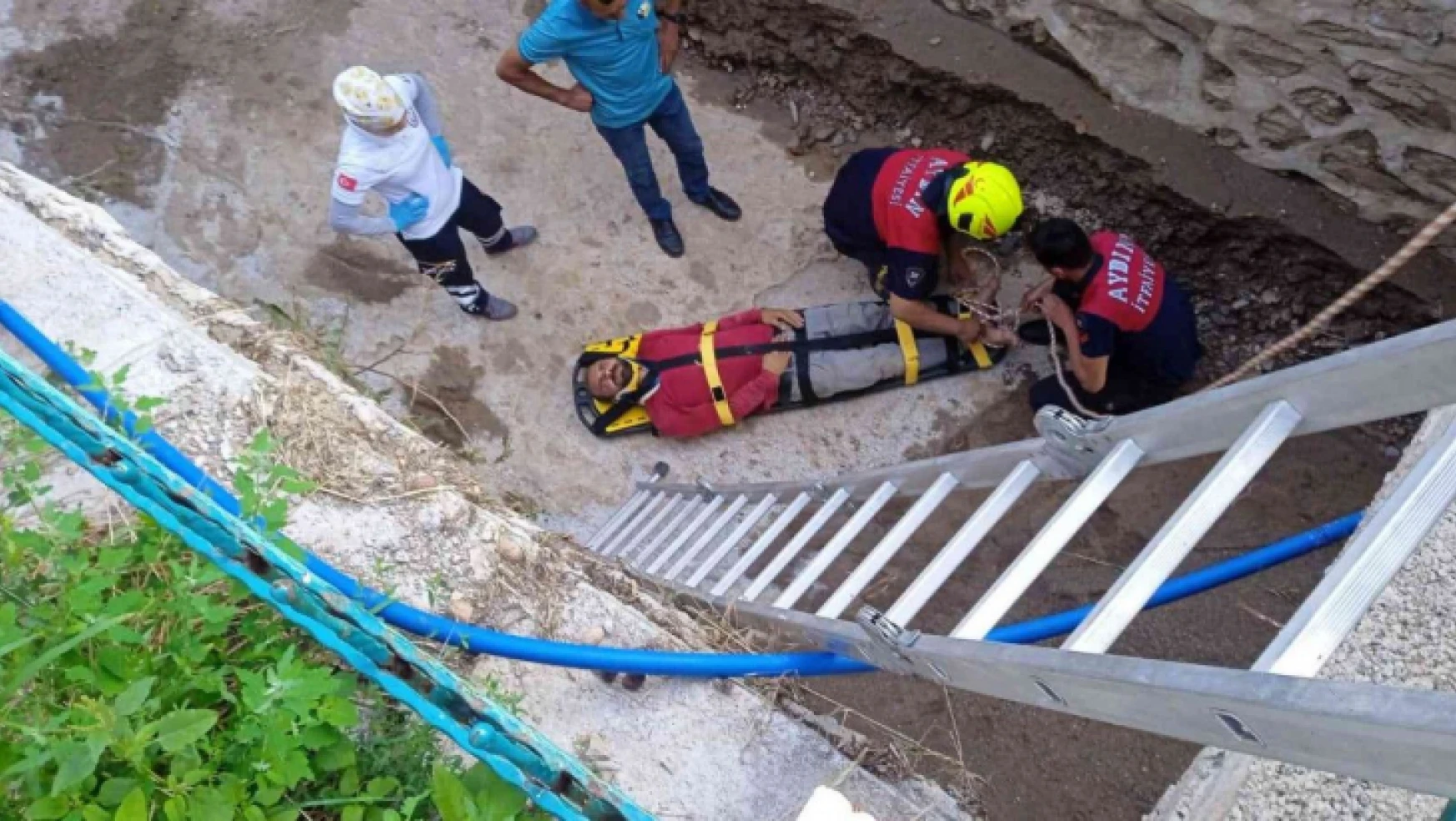 Nazilli'de yüksekten düşen kişi yaralandı