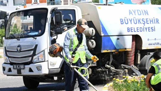 Aydın Büyükşehir'den Nazilli'de temizlik ve peyzaj çalışması