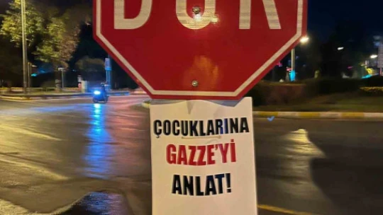 Aydın'da İsrail'e pankartlı protesto
