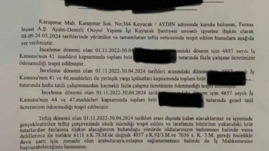 Aydın-Denizli Otoyol inşaatında çalışan işçilerin hak arayışı devam ediyor