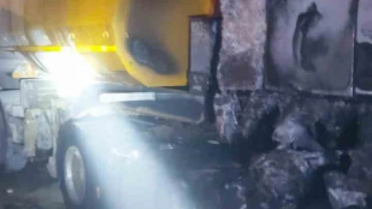Aydın-Denizli Otoyol şantiyesinde yangın paniği