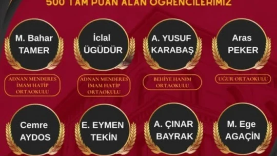 Aydın LGS'de gururlandırdı: 8 öğrenci tam puan aldı