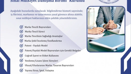 Aydın Ticaret Borsası Sınai Mülkiyet Danışma Birimi hizmete açıldı