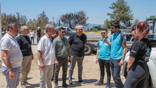 Başkan Günel yangın alanında incelemede bulundu