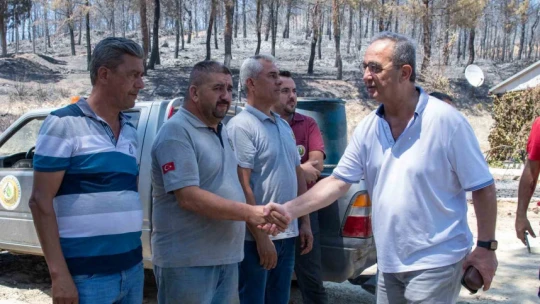 Başkan Günel yangın alanında incelemede bulundu