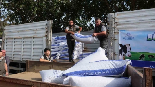 Büyükşehir'den sel felaketinden etkilenen üreticiye yem desteği