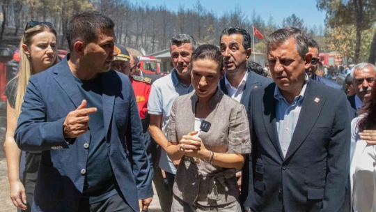 CHP lideri Özel, yangın bölgesinde incelemelerde bulundu