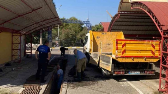 Efekent Pazar Yeri'nde mazgallar temizlendi