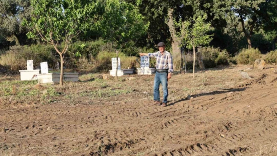 Efeler Belediyesi ecdat mezarlarını iş makinesi ile yıktı