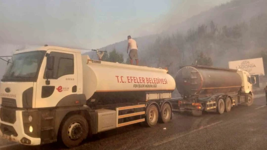 Efeler Belediyesi'nden yangın söndürme çalışmalarına destek