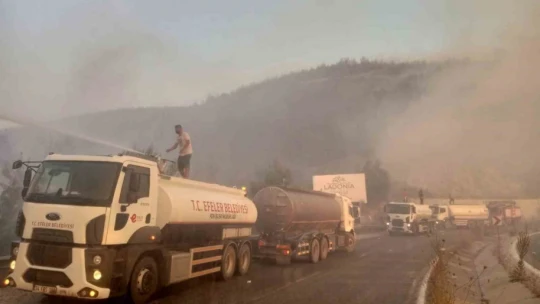 Efeler'den yangın söndürme çalışmalarına destek