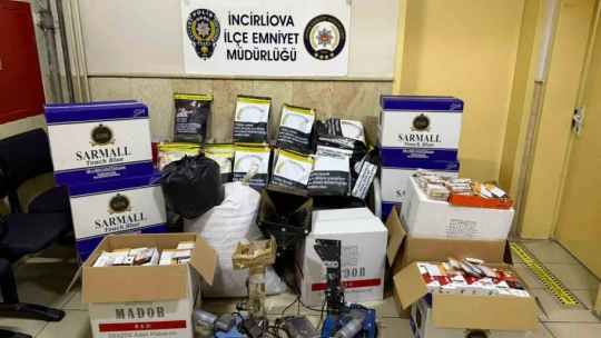 İncirliova'da kaçak sigara üretilen eve baskın yapıldı