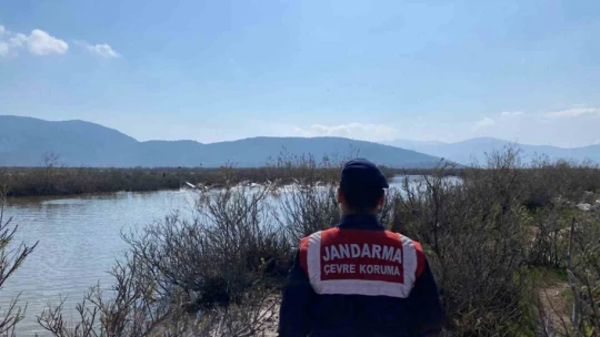 Jandarma, Bafa Gölü'nde balık avcılarını denetledi