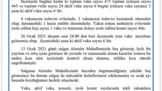 Kaymakam Soley, Karacasu'daki son korona verilerini açıkladı