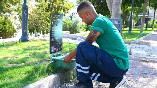 Kuşadası Belediyesi mevsim normalleri üzerinde seyrden sıcaklar nedeniyle sokak hayvanları için sulukların sayısını arttırdı