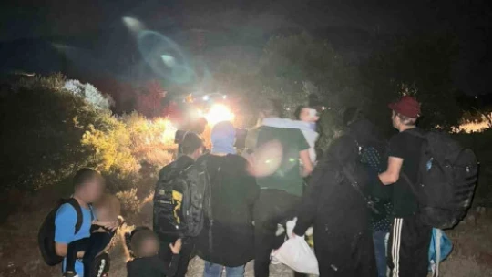 Kuşadası'nda makilik alanda gizlenen 27 düzensiz göçmen yakalandı