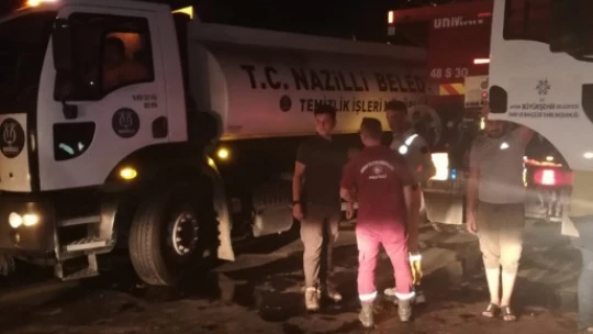 Nazilli Belediyesi Kahvederesi'ndeki yangına müdahale etti