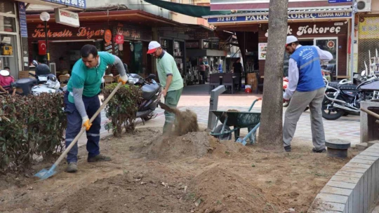 Nazilli Belediyesi'nden meydanda temizlik ve bakım çalışması