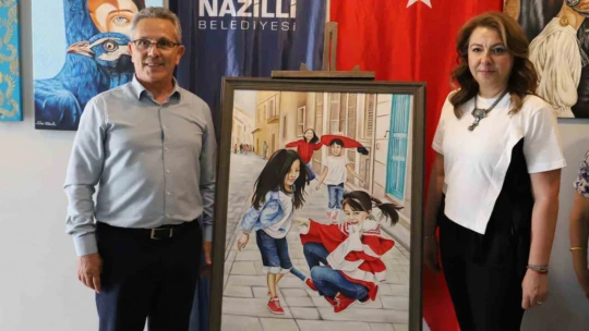 Nazilli Belediyesi yağlı boya resim kursu öğrencileri hünerlerini sergiledi