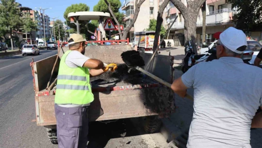 Nazilli'de karayolu güzergahı üzerinde mazgal temizliği yapıldı