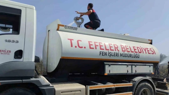 Otluk alan yangına Efeler Belediyesi'nden hızlı müdahale