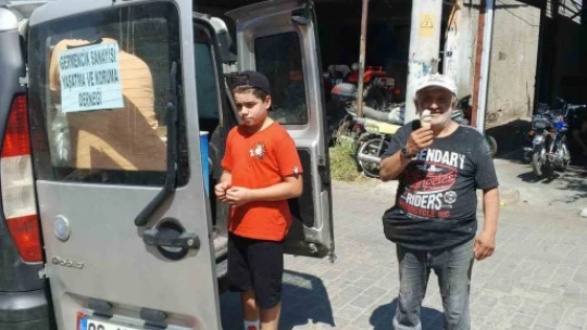 Sanayi esnafını serinleten ikram
