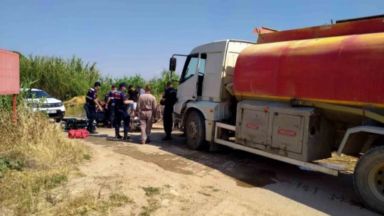 Su tankeri ile çarpışan motosiklet sürücüsü yaralandı