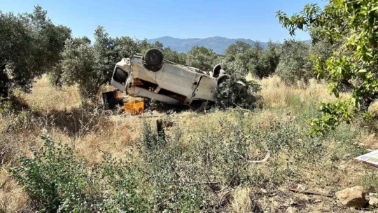 Ticari araç zeytinliğe uçtu: 1 ölü