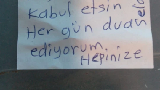 Sefertasından çıkan mesaj duygulandırdı