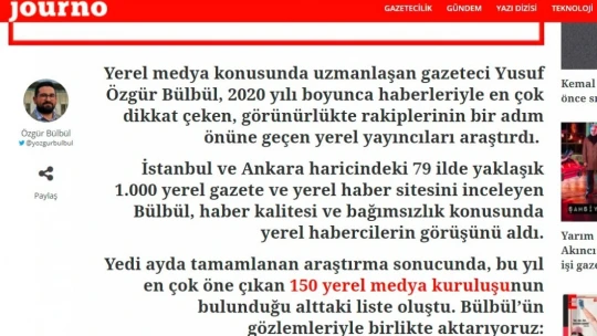 Akgül Medya Grup, Türkiye'nin en dikkat çeken yerel basın listesine girdi
