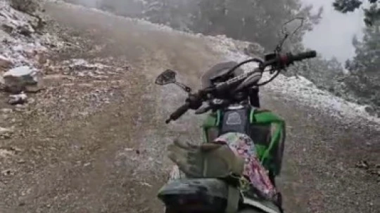 Yılın ilk karını motorcular karşıladı