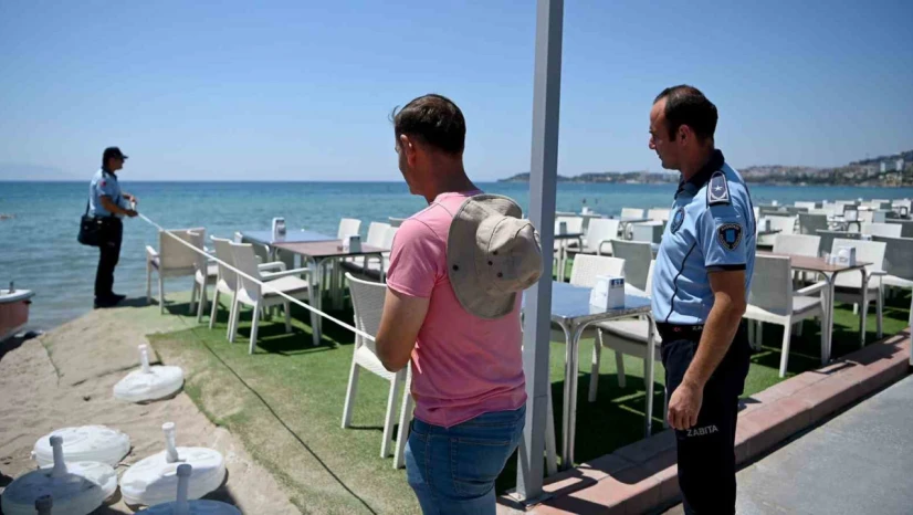 Kuşadası plajlarında 'Kıyı Kanunu' denetimi